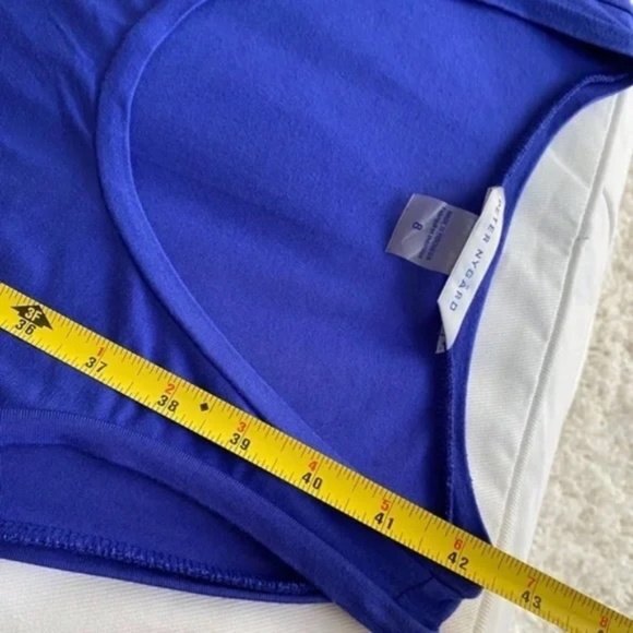 Peter Nygard Women's Two-Tone High Low Sleeveless Dress. Blue/Black. Size 8. - Picture 10 of 12